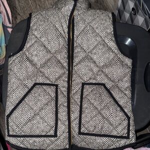 J. Crew Black and White Herringbone Vest